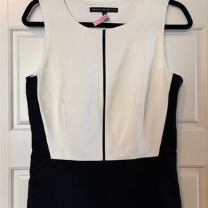 WHBM Black and Cream Knit Sleeveless Top